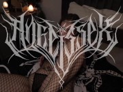 Fishnet bodysuit and heels make him cum twice / Angelssex 1/16