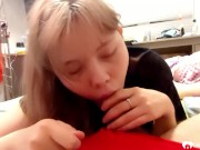 Teen babe displays her amazing dick sucking skills 12/16