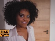 POV - Ebony office babe Selva Lapiedra exposes her hairy pussy for you to fuck 1/16