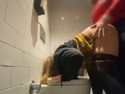 Lesbian MISTRESS FUCKS HARD Straight Girl in PUBLIC TOILET 5/16