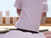 Busty Brunette Gets Her Pussy Massaged With A Hard Cock - LETSDOEIT 1/16