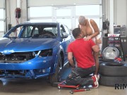 RIM4K. Short-haired pornstar Chloe Lamour licks car mechanic's anus and fucks 3/16