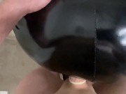 Fucking a Blonde British MILF in Leather Dress and Black Pantyhose 9/16