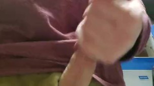 Instead of working, I play with my cock