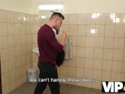 VIP4K. Wife gets her hairy vagina licked and penetrates in the WC 6/16