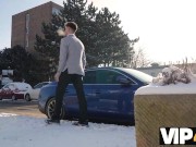 VIP4K. Wife gets her hairy vagina licked and penetrates in the WC 9/16