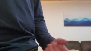 Stroking thick cock to a huge load