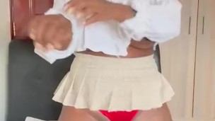Ebony SCHOOLGIRL with School Uniforms Seducing Her Lecture In an Erotic dance & twerk After class!