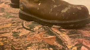 Pissing on my work boots in the bathroom