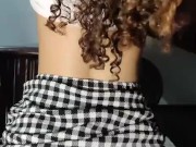 Petite Hot Latina Reverse Cowgirl through skirt 4/16