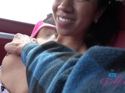 Super sexy Ameena Green gets her pussy fingered and sucks cock in car POV 1/16