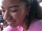 Super sexy Ameena Green gets her pussy fingered and sucks cock in car POV 9/16