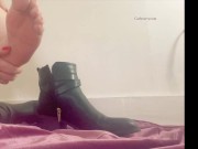Taking boots off slowly and showing feet with pussy rubbing! 4/16