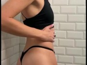 Hot MILF takes a shower and jerks her pussy hard 1/16