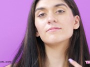 Sexy Brunette has intense orgasm at interview 5/16