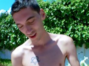 Big cock for young Susana Melo's shaved teen pussy by the pool 8/16