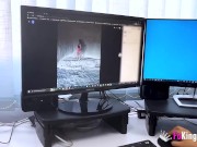 Lucky college student bangs his own teacher at a porno 1/16