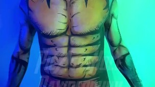 Wolverine swinging his uncut hairy dick