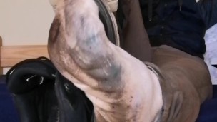 Me, displaying my extremely dirty feet and socks after work