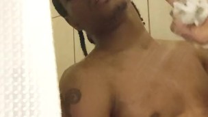 Black gay man shower sexy