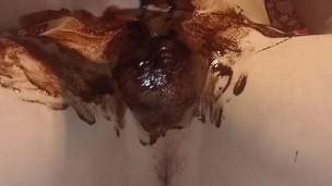 Chocolate dick play with choco babana handjob cumshot🔥❤️‍🔥