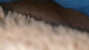 Latex gloves handjob solo