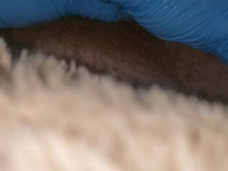 Latex gloves handjob solo