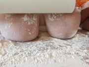 baker lady with big tits and flour on her body 13/16