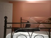 BBW pretty lady with curly hair riding her vibrator.  Real orgasm shaking big boobs.