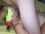 Gimiendo con la pija adentro. Little mom, sucking, creampie. 4/16