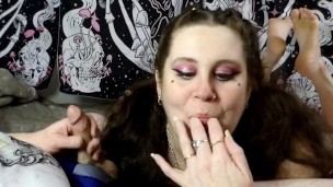 Chubby Girl Shows Feet While Deepthroating Cock, Fill My Throat With Your Cum 🥺