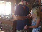 Waitres caught jerking of the barman at holiday resort 14/16