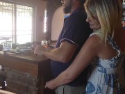 Waitres caught jerking of the barman at holiday resort