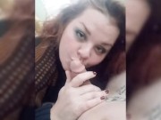 Horny BBW Redhead deep throats BWC and gets pussy full of cum 2/16