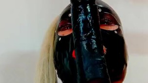 Latex hood BBC sucking