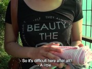 Gorgeous short hair and naturally tan Japanese amateur goes out for a walk outside in public wearing microscopic hot pants 6/16