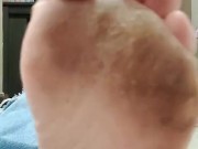 Wiggling and scrunching my big dirty stained feet in front of you 13/16