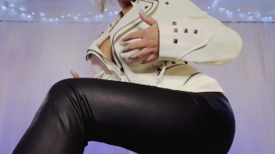 Sexy ASMR Leather Jacket And Pants Scratching/Long Nails