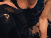 Sexy wife has an intense orgasm with a toy, after giving a hot blowjob all in latex - Part 1 6/16