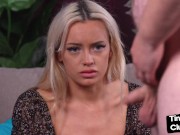 SPH amateur CFNM babe jerks small cock 6/16