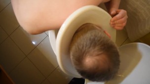 Loser Male Licks Hotel Toilet
