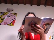 Long-legged girl with sexy feet and redvarnished toes teases you to cum 4/16