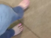 Playing in rain puddles barefoot in jeans then driving fast in the rain 1/16