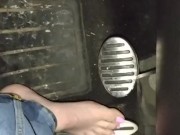 Playing in rain puddles barefoot in jeans then driving fast in the rain 6/16