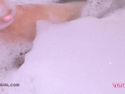 Beautiful Teen brunette washes pussy in the bath 9/16