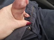 Blonde gives a blowjob while driving a car and gets her pussy fucked like an insatiable female dog 6/16