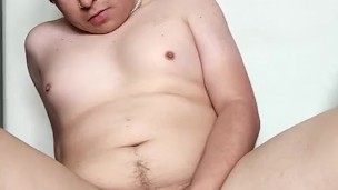 Riding Huge Dildo, jerking off