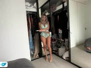 Cute Step Daughter Gives Titty Fuck and Makes him CUM all over her BIG Perfect ASS 1/16