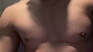 Muscle asian public bathroom cum