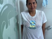 POV I discover my stepmother masturbating in the shower and I fuck her before my father arrives 2/16